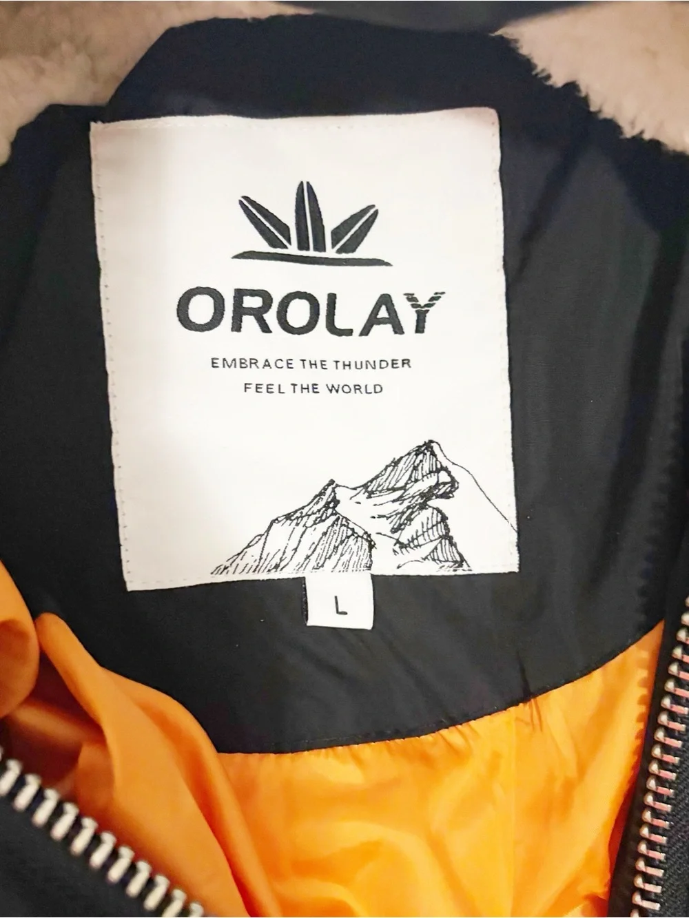 Orolay Hooded Down Jacket With Pockets Sherpa Lined Side Zip Size L